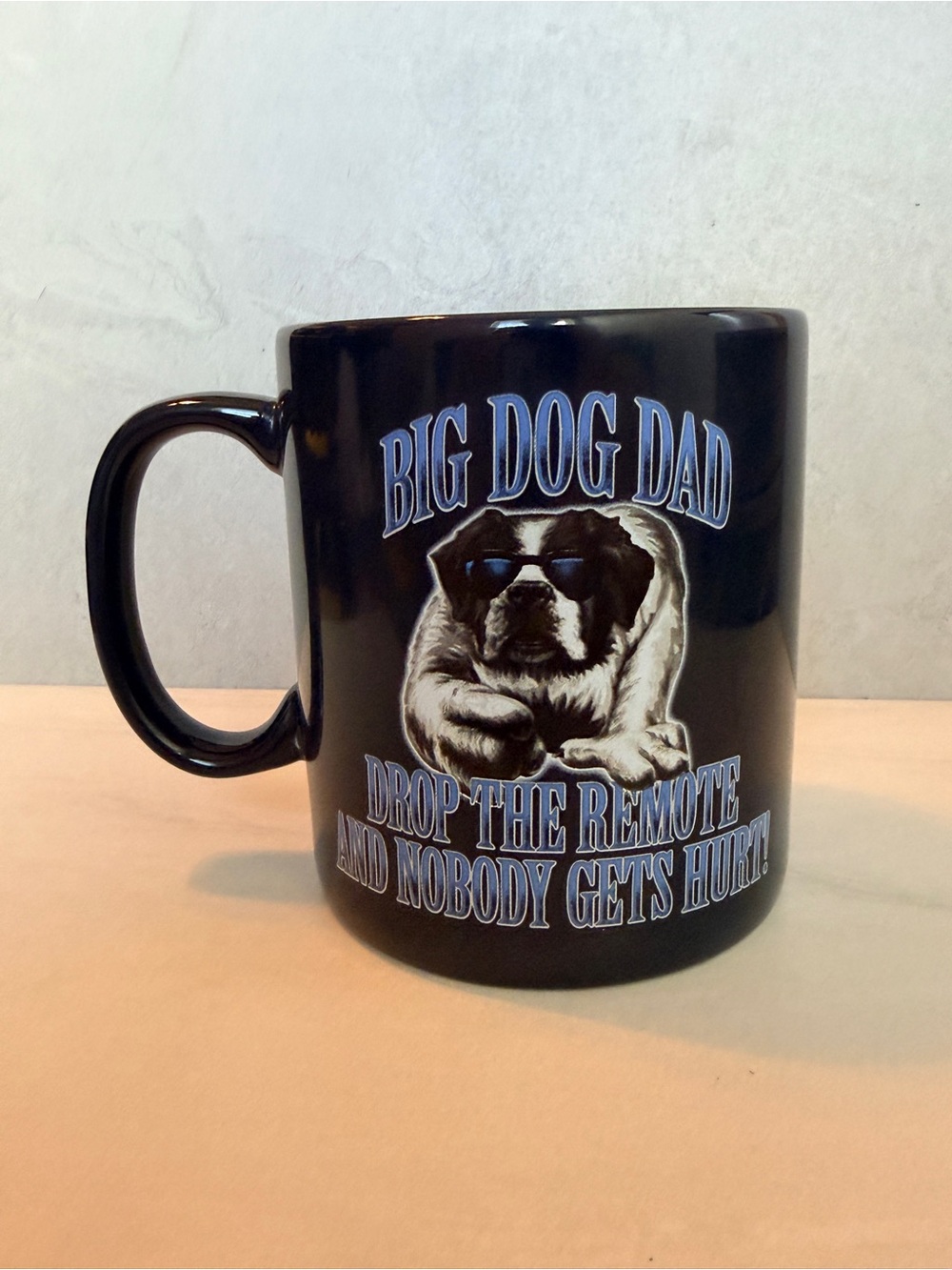 BIG DOG DAD Oversized Mug “Drop The Remote & Nobody Gets Hurt”Heavy VTG